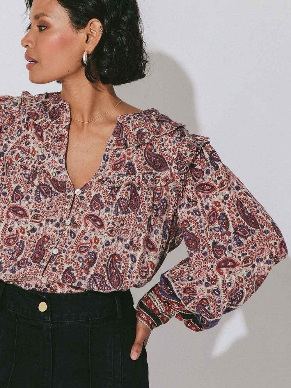 Cleobella Samara Ruffle Blouse Small